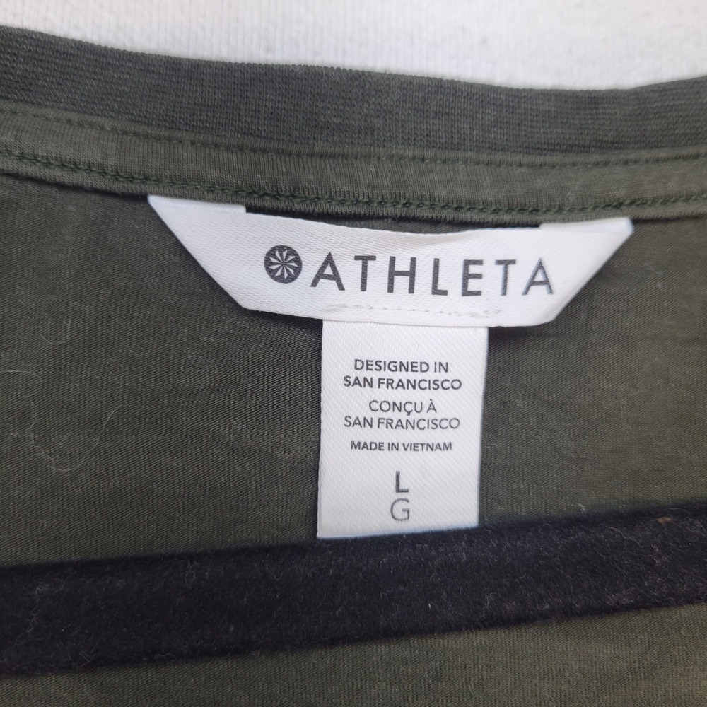 Athleta Essential Scoop Neck Tee Womens Large Green Activewear Short Sleeve - Picture 3 of 8